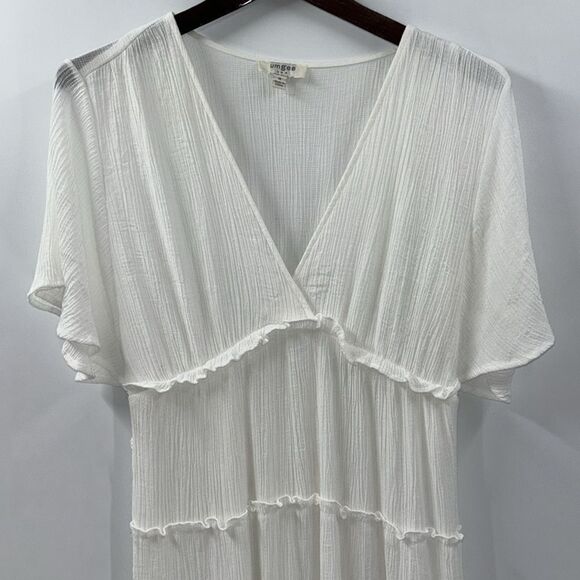 Umgee White Midi Dress Women’s Size Medium Solid White Short Sleeve Dress - Picture 3 of 10